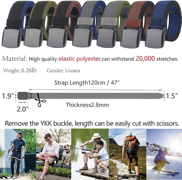 Elastiska bälten Herr Dam Stretch Canvas Bälte Slitstarkt plastspänne för arbete Resor Sport
