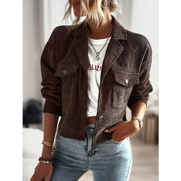 Damtemperament Casual Damkappa 2023 Enfärgad Allmatchande modetopp brown L