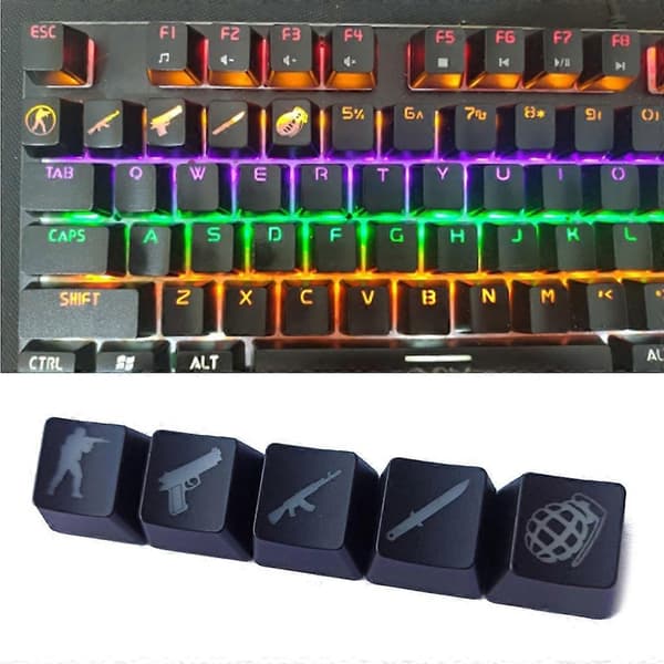 5 taster mekanisk tastatur erstatningstilbehør ABS tastehetter for Cherry MX