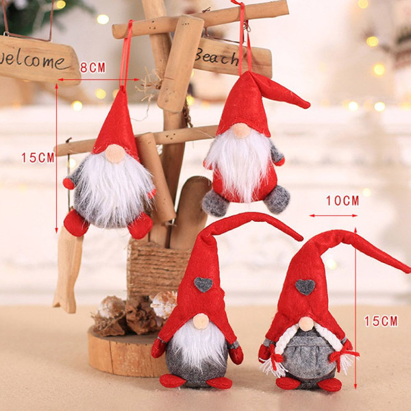 Juldekoration Xmas Tree Hanging Plysch Gnome Doll D