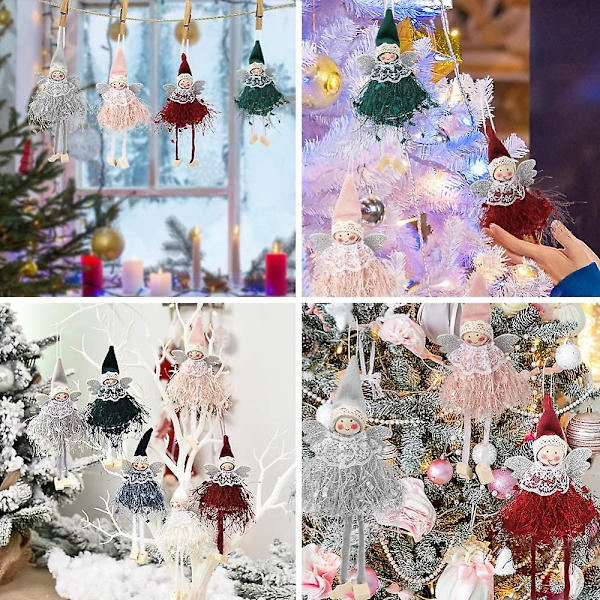 6 stycken juldocka änglaprydnad Älgängeldocka juldekoration julängelhänge prydnad för barn julgran hem festdekorationer