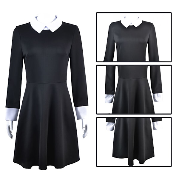 Naisten Wednesday Addams -mekko, Halloween-asumekko Style 1 M