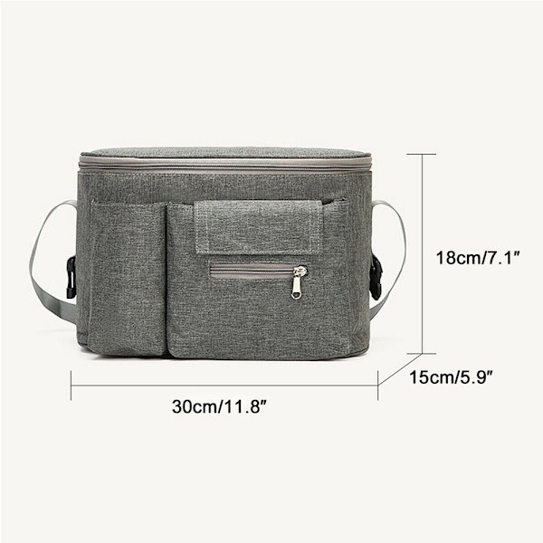 Baby Förvaringsväska Organizer Mummy Mugghållare GRÅ grey