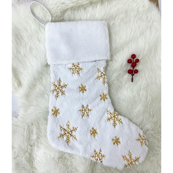 Juletilbehør Julestrømper gavepose broderi snøblomst tabletter store juledekorative gavestrømper