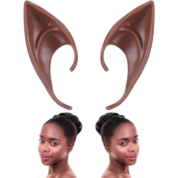 Elf Ears Brown Skin Cosplay - Dark Black Tone Fairy Pixie Soft