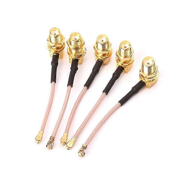 5 stk SMA hun rettvinklet til Ufl/IPX/IPEX RF koaksialadapter RG178 pigtailkabel 5 cm