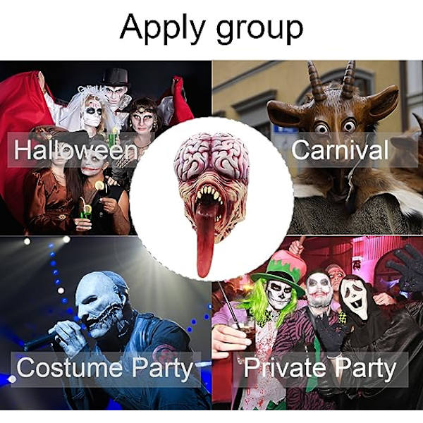 Evil Mask Skräck Long Tongue Brain Burst Mask pour Halloween Costume Party