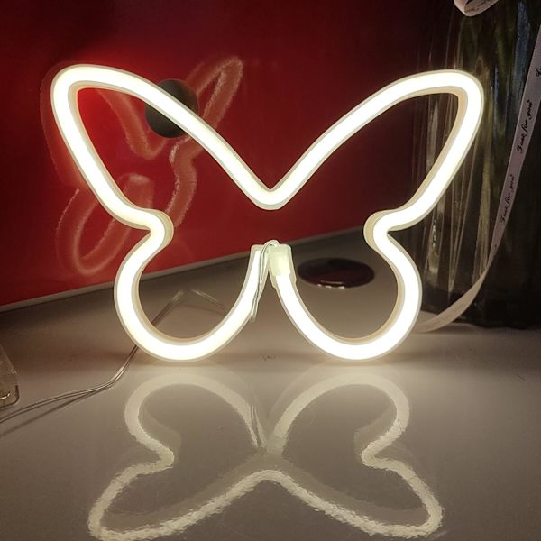 USB eller 3-AA batteridrivna neon LED-lampor för bordsdekoration, flickor i sovrum, väggdekor, barnfödelsedag, bröllopsfesttillbehör (varmvitt)