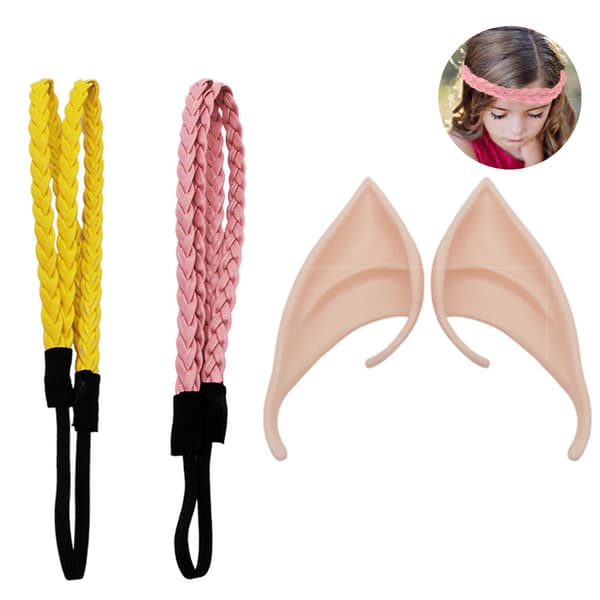 Latex Elverøre Pixie Udklædningskostume Blød Blonde Goblin Fe Pink+yellow