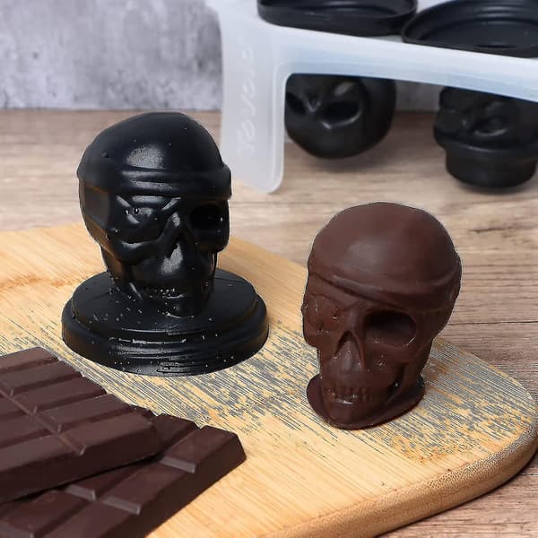 3 st Skull Ice Form Halloween 3d Ice Cube Ball Silikonbricka Maker för Whisky