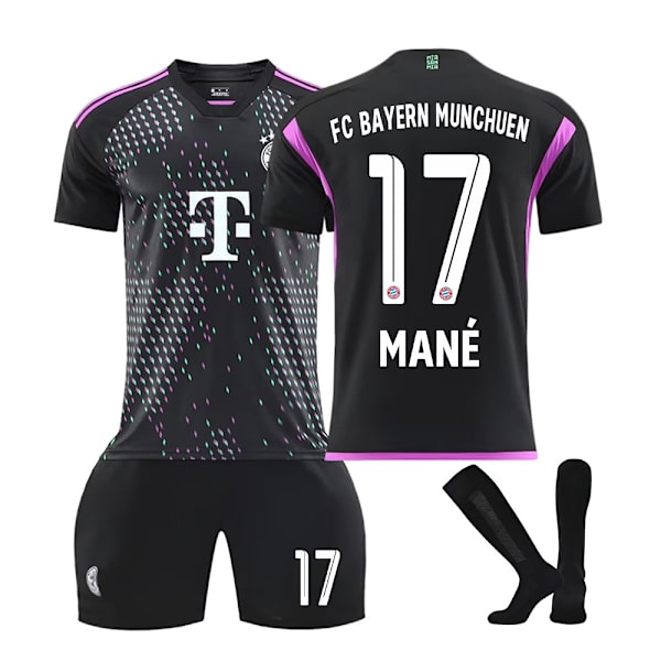 2324 Bayern vieras musta jalkapallopaita hiha aikuisille lapsille NO.17with socks XS