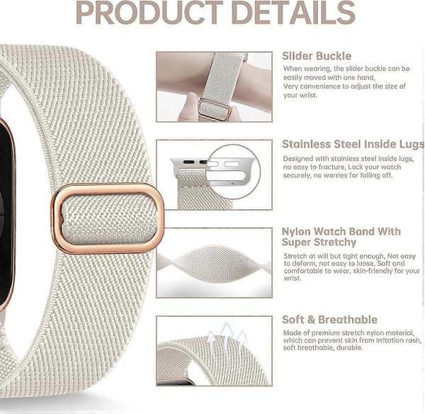 Tøyelig Nylon Solo Loop-rem Kompatibel med Apple Watch-remmer 3