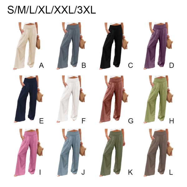 Dame sommerbukser Lommer løse Casual Wide ben White L