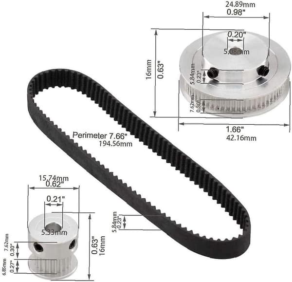 2gt Synchronous Wheel 20 60 Tands Bore Aluminium Synchronous Pulle