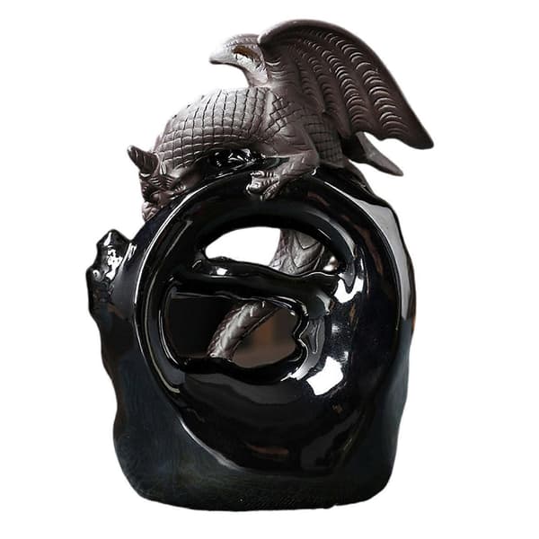 Drakrökelsebrännare Keramisk Vingad Drake Backflow Rökelsehållare Vattenfall Rökelsebrännare för Meditationsrum Sovrum