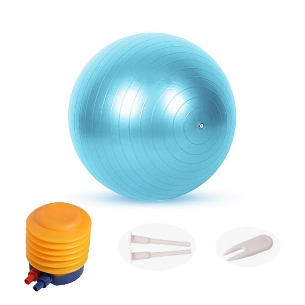 Ekstra tykk yogaball treningsball, for balanse, stabilitet, graviditet, hurtigpumpe medfølger 55cm blue