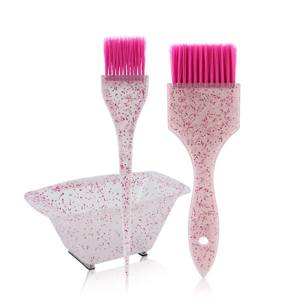 med 3 hårfärgningsborstar och set , mjuka borstar för färgning av borstar, applikatorer för salong Hem DIY-färgning Färgning Pink Set