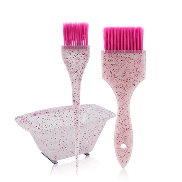 med 3 hårfarvebørster og sæt, bløde børster til farvning af børster, applikatorer til salon Hjem DIY-farvning Farvning Pink Set