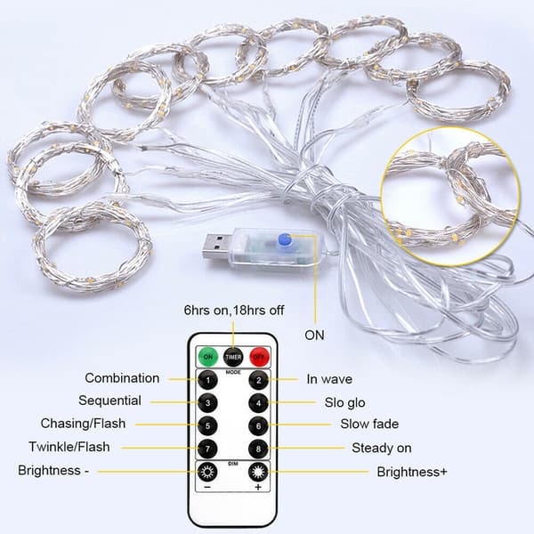 300 LED-lampor USB String Hängande Väggljus Party white
