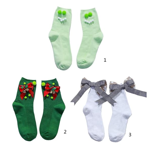 Julsockor Dam Vintervärmare Strumpor Söta rosettdesignade Varmare Strumpor Style 2