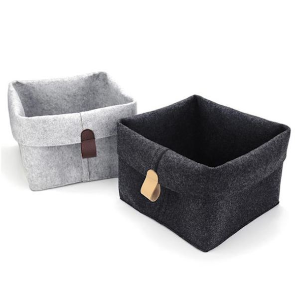 Filt Förvaringskorg Garderob Leksaksboklåda Organizer Light Grey One Size