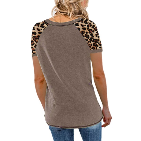 Saumakuvioinen lyhythihainen pyöreäkauluksinen toppi Coffee,4XL