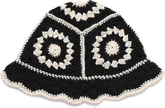 Strikket hatt, retro hul blomst håndstrikket bøttehatt, ullhatt