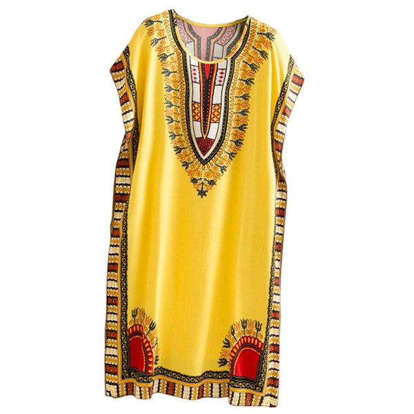 Dammode strandlovsklänning Boho Elegant etnisk klänning Yellow