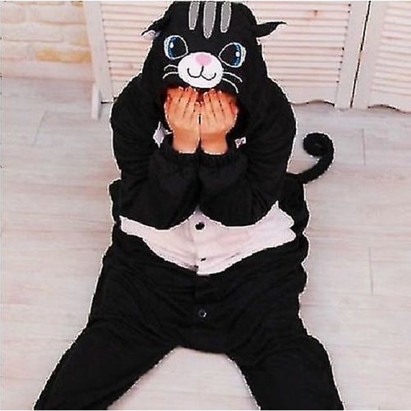 Halloween Unisex Fancy Dress Costume Hoodies Pajamas Sleep Wear Black Cat L for 170 to 180cm