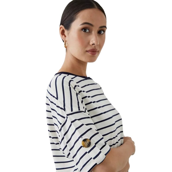 Principles Dame/Dame Kontraststripet T-skjorte Hvit White 16 UK