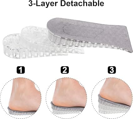 Par hælindlæg øget højde 3 lag grå sål 5cm, 3 l