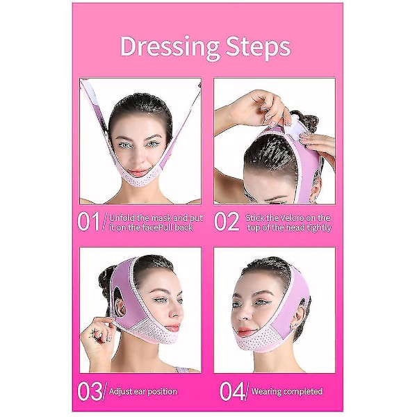 Uudelleenkäytettävä V Line Mask Kasvojen hoikennusremmi Kaksoisleuan nopea kohotusvähennys Pink Purple