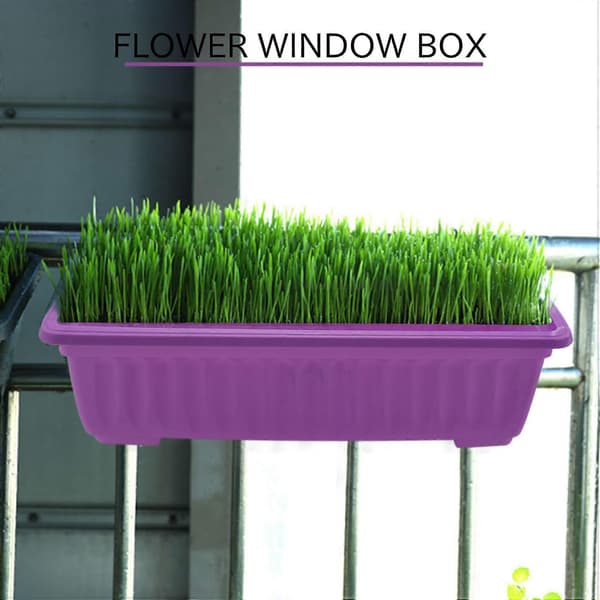 3 stk. 17 tommer lilla blomstervindueskasser i plast til vindueskarm, terrasse, have