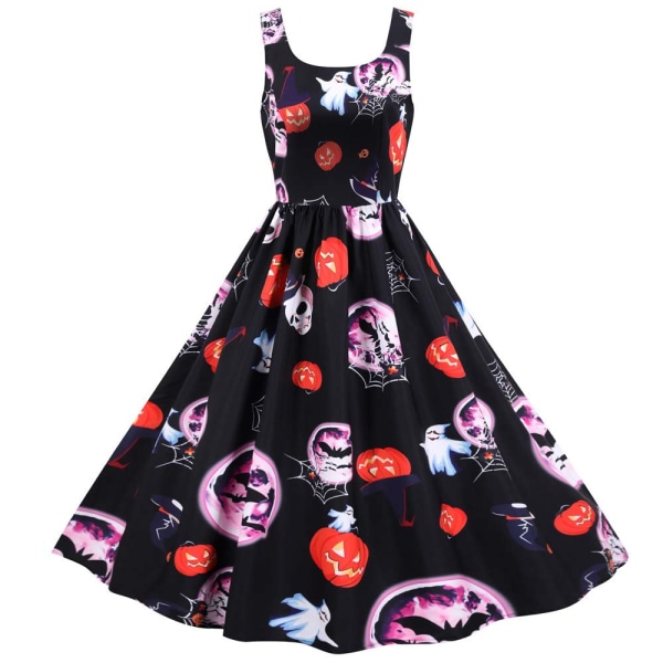 Lady Sleeveless Halloween estklänning Rockabilly Swing Dress F M