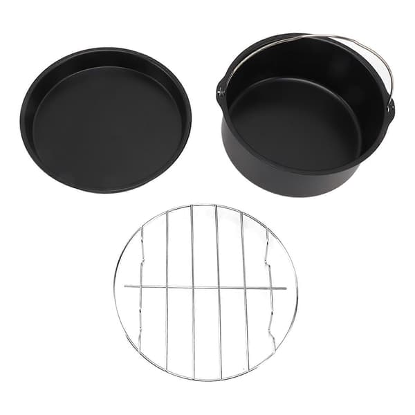 Frituregryde tilbehør Rustfrit stål bagekage tønde pizzapande grill non-stick belægning tåler opvaskemaskine sort 6 tommer