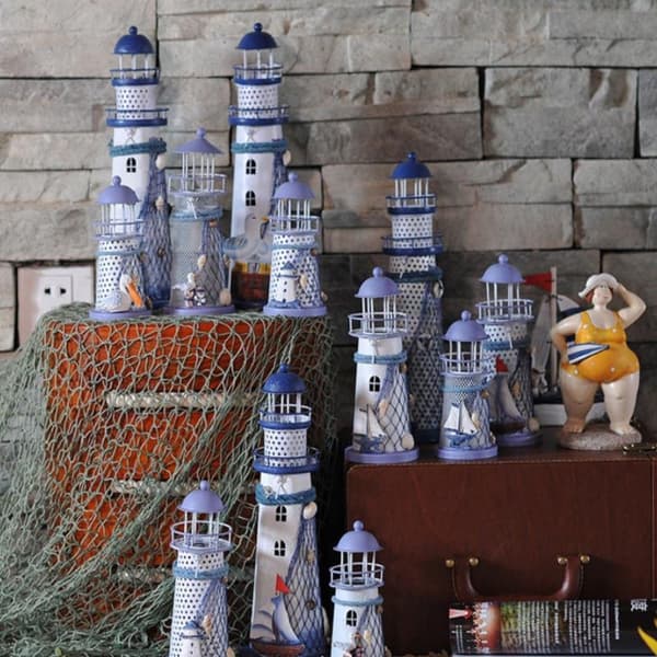 Mediterranean Tower Candle Lighthouse Iron Candlestick home Met Random style 1