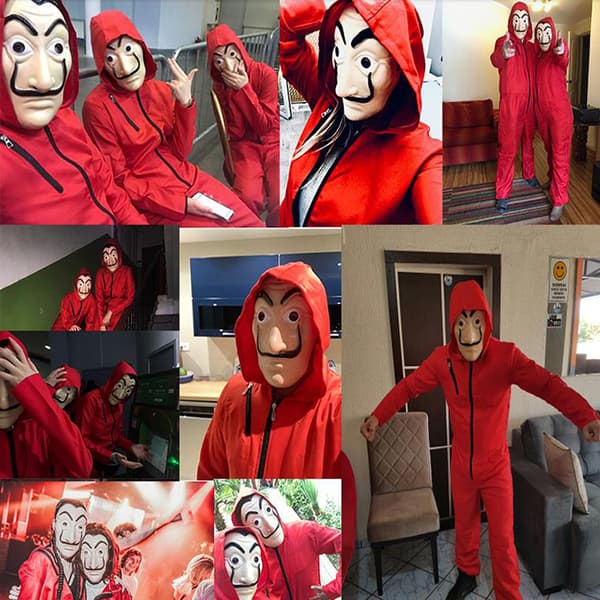 Halloween Cosplay a Casa De Papel Kostym Bodysuit Jumpsuit L