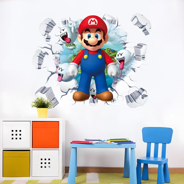 #Mario seinätarra, tapetti, PVC, huoneen sisustus, 55*38cm#