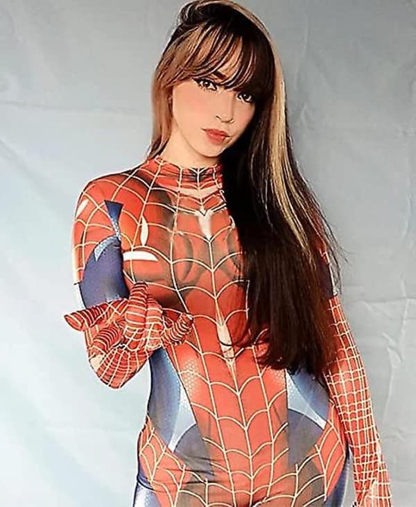 Kvinner Spindelmønster Bodysuit Halloween Superhelt Jente Cosplay M