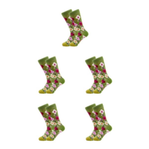 1/2/3/5 Färgglada Blomma Och Växter Strumpor För Dam - Lämplig 1#One size fits all 5PCS