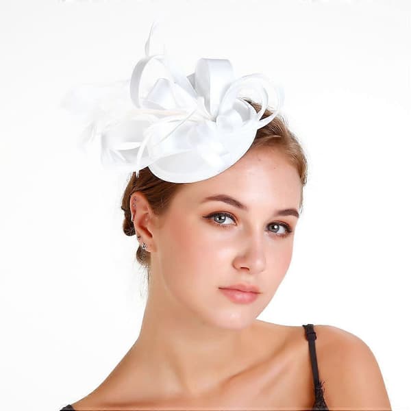 Fascinatorhatt i netting for kvinner Bryllup Ensfarget Cocktail Teselskap Hårtilbehør Hårnål Hodebånd (Beige)
