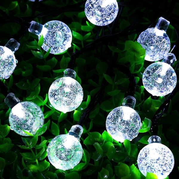 Solar String Lights Outdoor 50 Led 32 Fot Crystal Globe Lights W