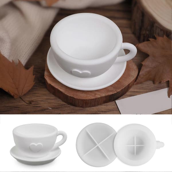 Silikon kaffekoppformer Lysestake DIY støpeform for betong tekoppform Gave til kunst og håndverk