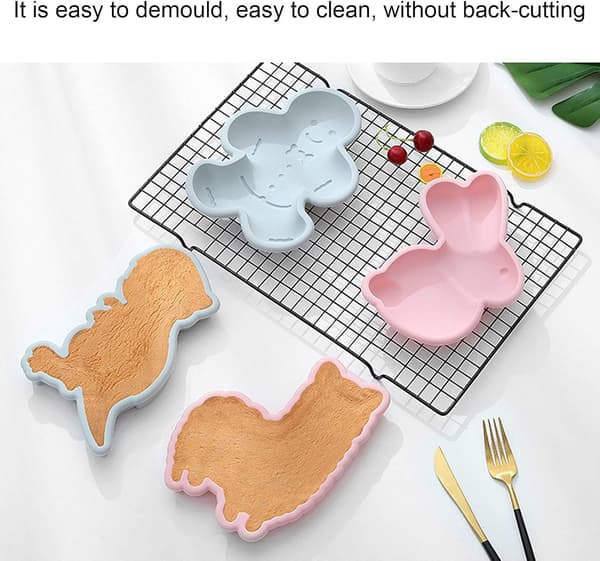 Kakeform med påsketema, pepperkake dinosaur silikon fondant mo