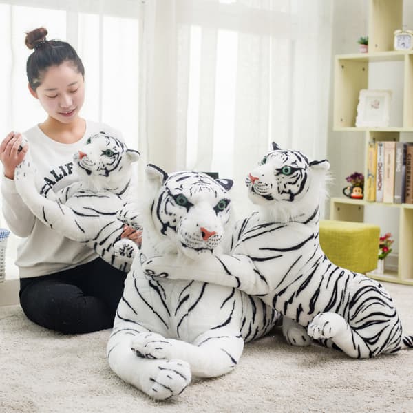 Realistiska mjuka gosedjur Plyschleksak Tiger white 40CM