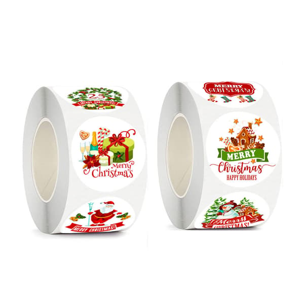 Jul klistermärken rulle för kuvert form rund god jul style1