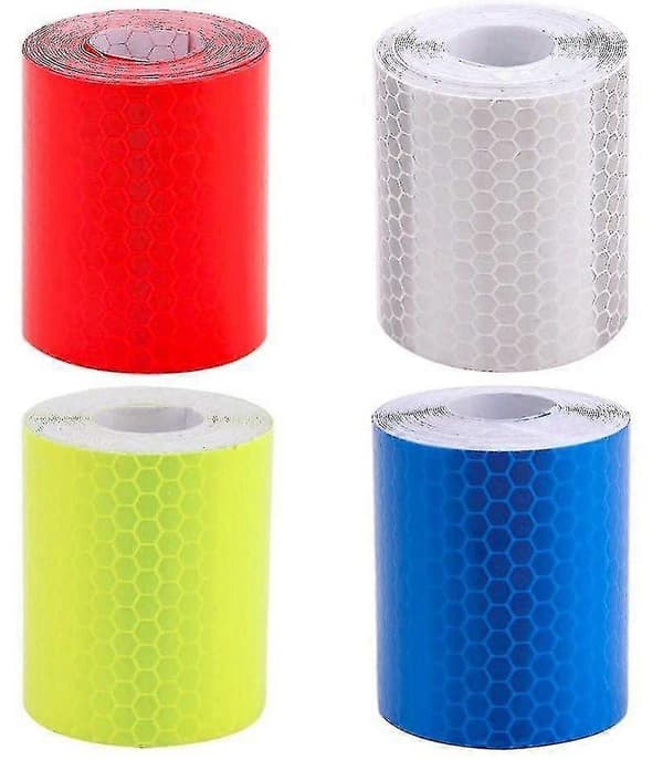 4 Ruller Reflekterende Tape, Selvklebende Tape, Sikkerhetsvarslingstape for Bil (Ruipei)