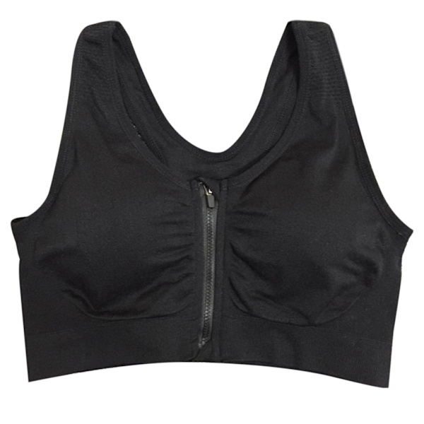 Kvinder Sports-BH High Impact Front Lukning Lynlås Trådløs Post Surgery Support Trænings-BH Fuld dækning Løbe-BH Black M