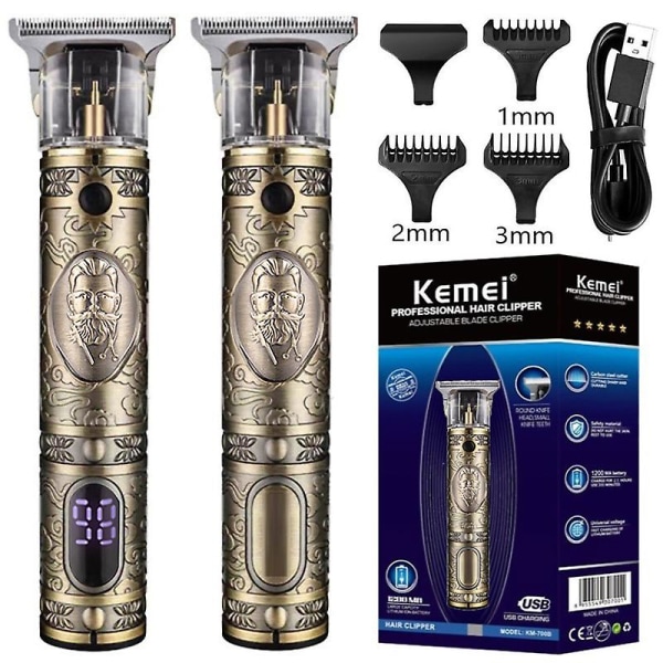 Kemei-700b Electric Pro Li Clippers Barber 0mm Hårtrimmer Professionell frisyr rakapparat Carving Hår Skägg Styling Tool With box