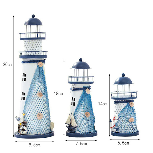 Mediterranean Tower Candle Lighthouse Iron Candlestick home Met Random style 2